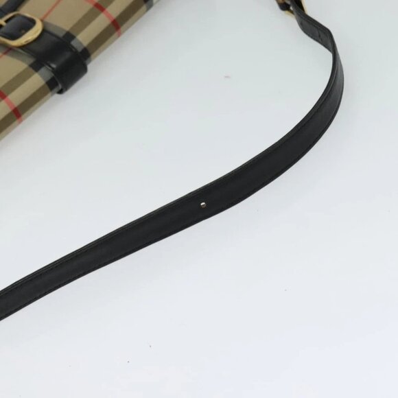 Burberrys Nova Check Shoulder Bag Canvas Beige Gold black Auth BD1811 - Picture 8 of 14